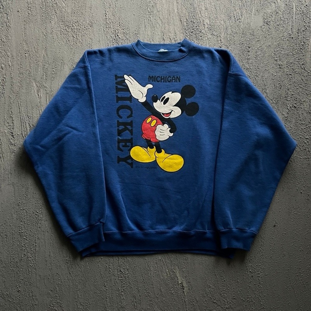 Vintage‎ Mickey Mouse Sweatshirt XL Blue 1990s Michigan Graphic Pullover
